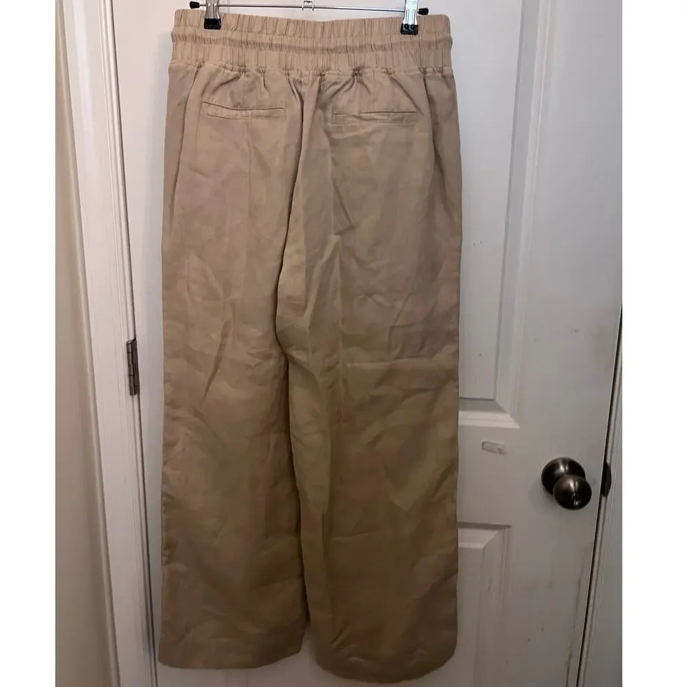 Quince 100% European Linen Wide Leg Pants M Driftwood Coastal Resort Boho Chic
